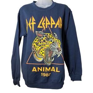Def Leppard Animal 1987 graphic sweatshirt Navy Blue Size S NWOT